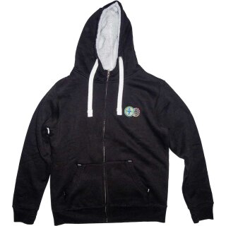 Fleece Kapuzenjacke schwarz mit Doppellogo